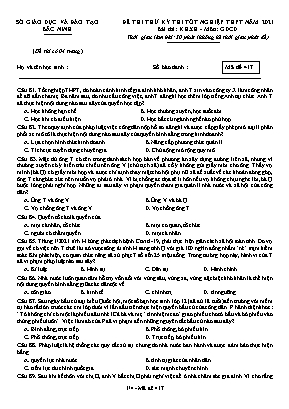 Đề thi thử Tốt nghiệp THPT môn Giáo dục công dân - Mã đề 417 - Năm học 2020-2021 - Sở giáo dục và đào tạo Bắc Ninh (Có đáp án)